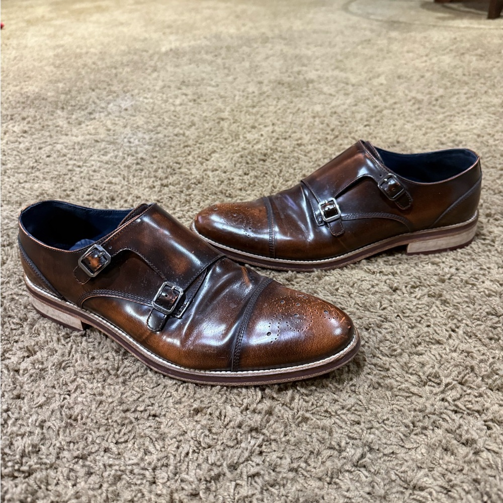 Johnston & Murphy Brown Leather Monk Strap Oxfords